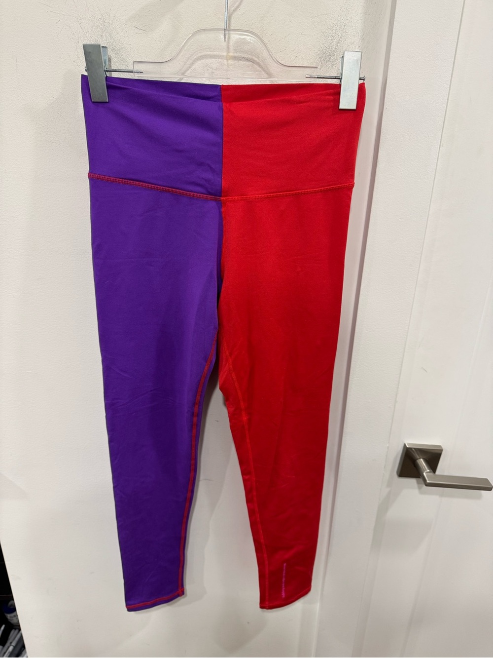 Terez Colorblock Purple & Coral High-Waist Leggings - Picture 3 of 8